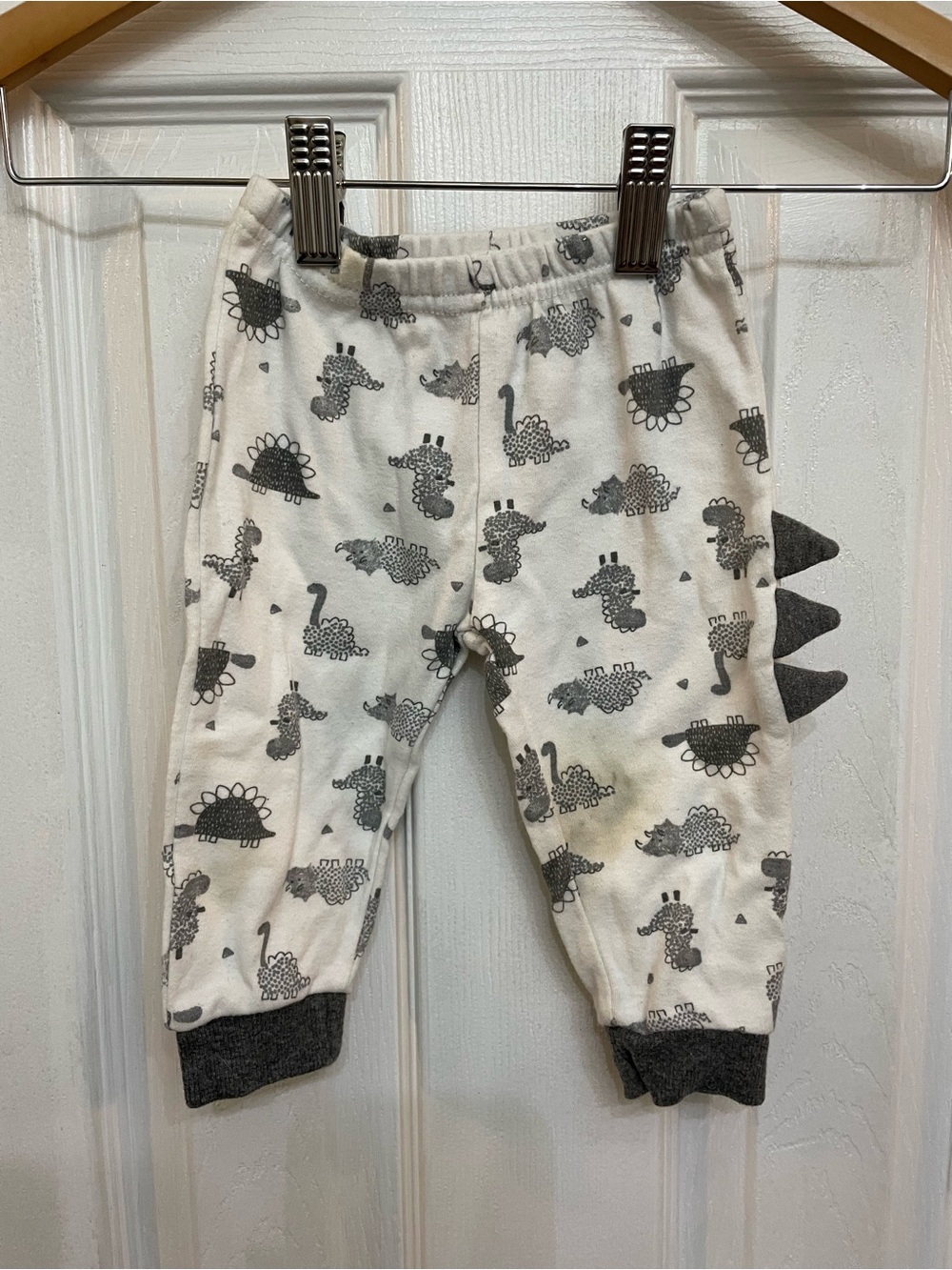 Baby Essentials Cream & Gray Dinosaur Jogger Sweatpants